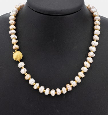 Image 26964864 - 14 kt Gold Zuchtperl-Collier, GG 585/000, überlang, unrunde Zuchtperlen, ...