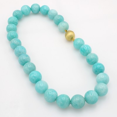 26964896b - Amazonitcollier, Magnetschl. 925er Silber verg. und satiniert, Amazonitkugeln aus Peru ...