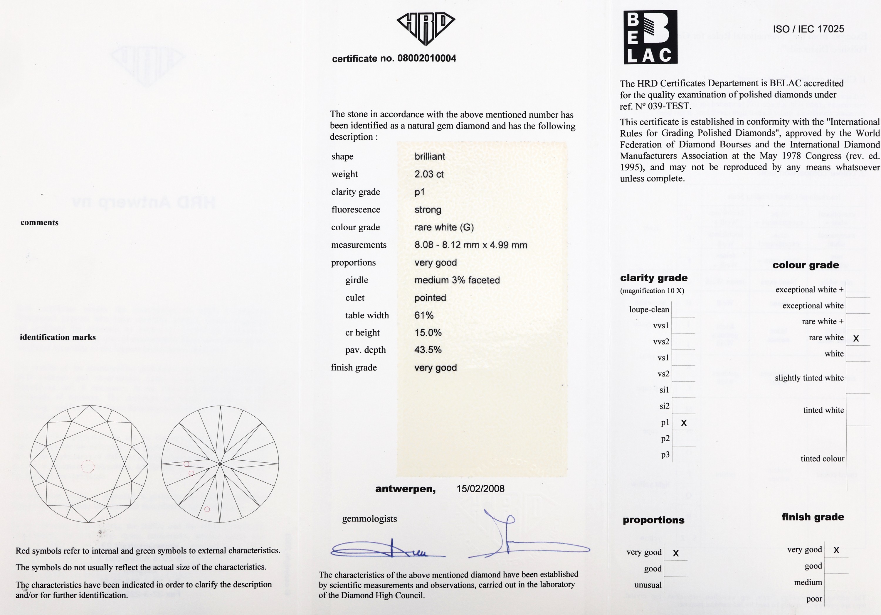Detail a: Platin Brillant-Ring, Pt 950, Brillant ca. 2.03 feines Weiß(G)/p1, RW 52, ca. 7.7 g, HRD-Expertise für Mittelstein anbei