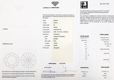 26964921a - Platin Brillant-Ring, Pt 950, Brillant ca. 2.03 feines Weiß(G)/p1, RW 52, ca. 7.7 g, ...