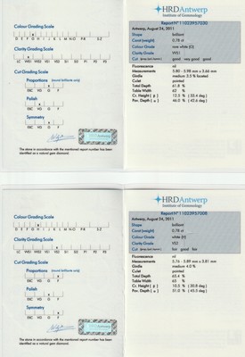 26964932a - Paar 18 kt Gold Diamant-Ohrstecker, WG 750/000, 1 Brillant ca. 0.78 ct feines ...