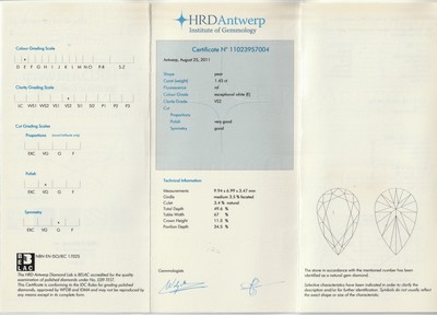 26964932b - Paar 18 kt Gold Diamant-Ohrstecker, WG 750/000, 1 Brillant ca. 0.78 ct feines ...
