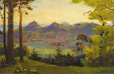 Image 26965076 - August Croissant, 1870 Edenkoben-1941 Landau , Panorama der Trifels-Gruppe mit Annweiler ...