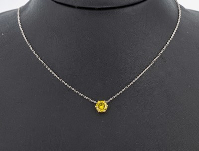 Image 18 kt gold/platinum brilliant-necklace, platinum and YG 750/000, 1 brilliant approx. ...