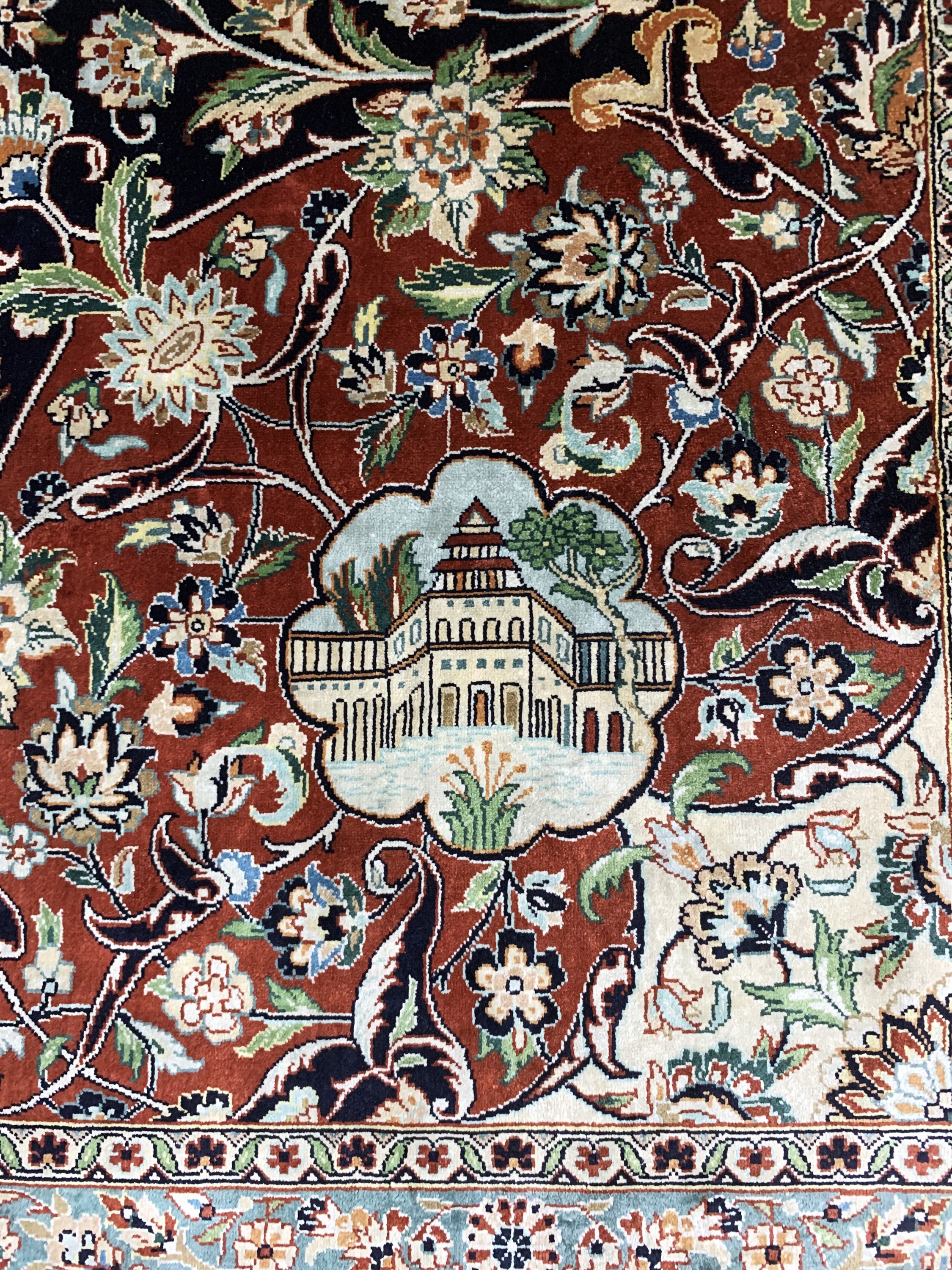 Detail h: Hereke Seide fein, China, Mitte 20.Jhd, reine Naturseide, ca. 352 x 262 cm, Reinigungsbedürftig, EHZ: 1-2