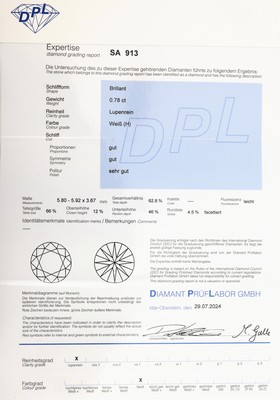 26965311a - 18 kt Gold Brillant-Collier, WG 750/000, Mittelteil tropfenf., mittig Brillant ca. 0.78 ...