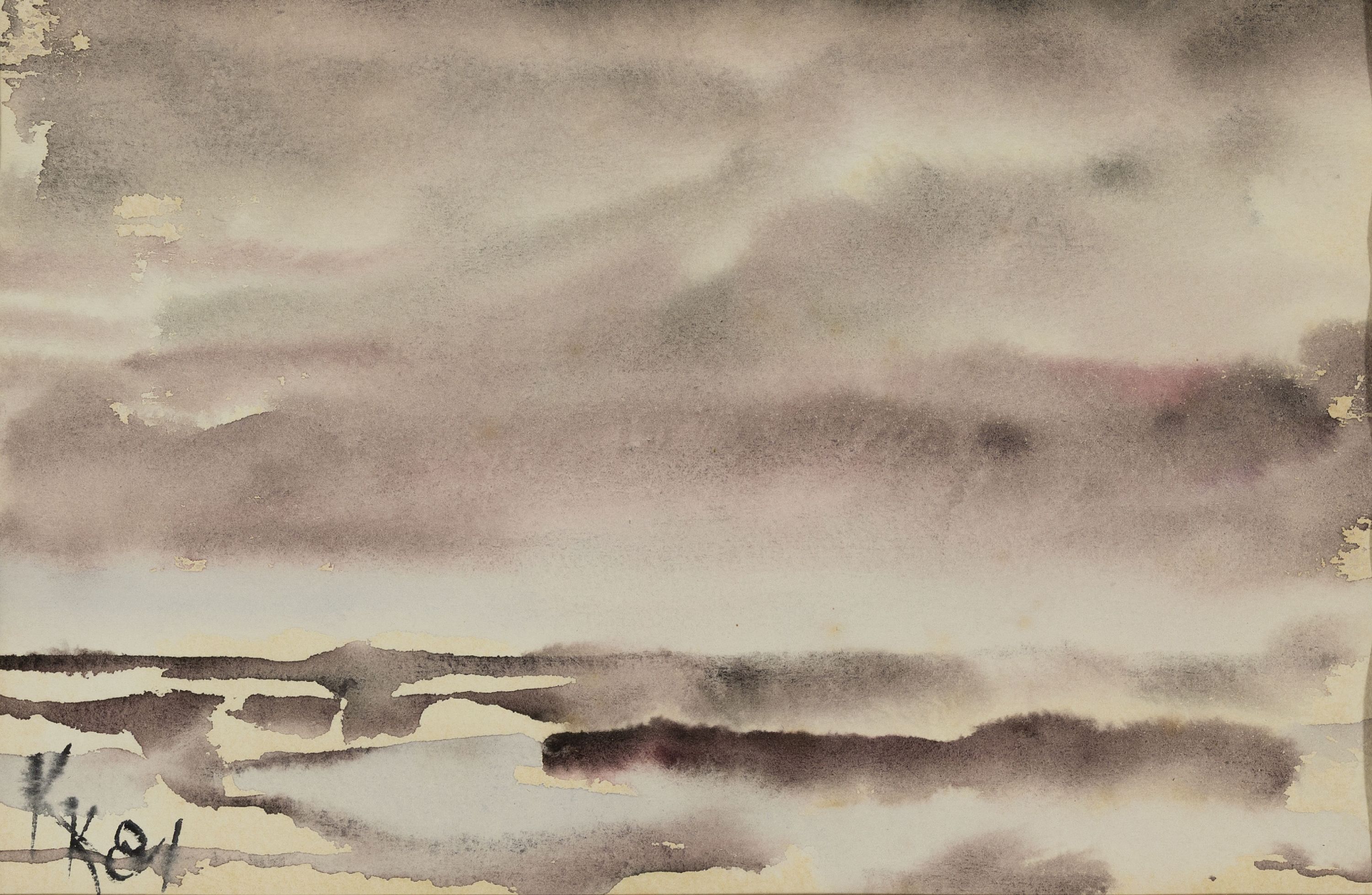 Detail a: Katharina Kluge, geb. 1925 Langenbielau/ Schlesien, 6 Aquarelle nass in nass mit Landschaftsdarstellungen, alle monogrammiert KK und dat. 77 bzw. 81, ...