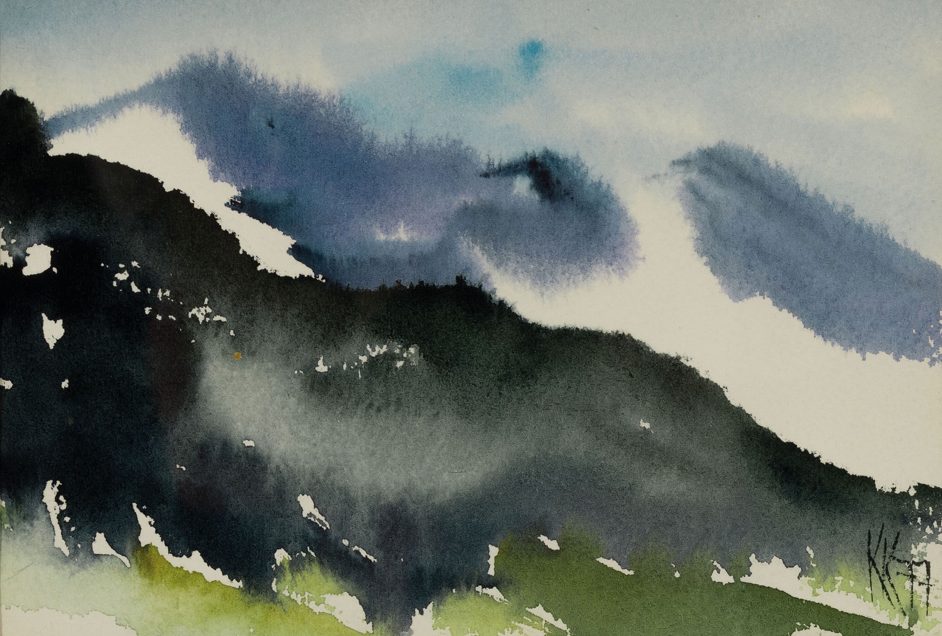 Detail c: Katharina Kluge, geb. 1925 Langenbielau/ Schlesien, 6 Aquarelle nass in nass mit Landschaftsdarstellungen, alle monogrammiert KK und dat. 77 bzw. 81, ...