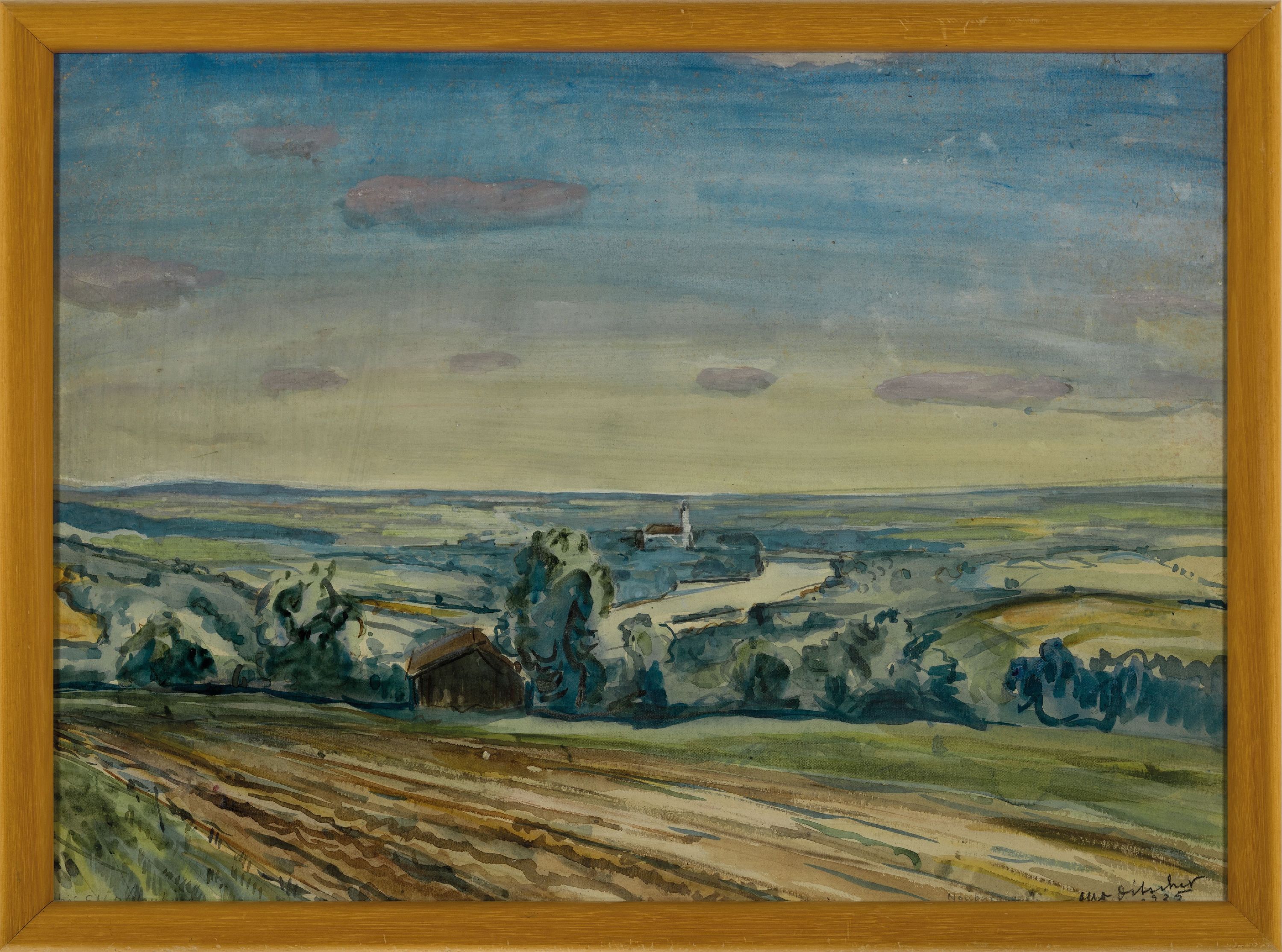 Detail k: Otto Ditscher, 1903-1987 Neuhofen, Landschaft in der Pfalz, Aquarell auf Papier, rechts unten signiert und dat. 1925, ca. 43x60cm, u.Gl., R. ca. ...