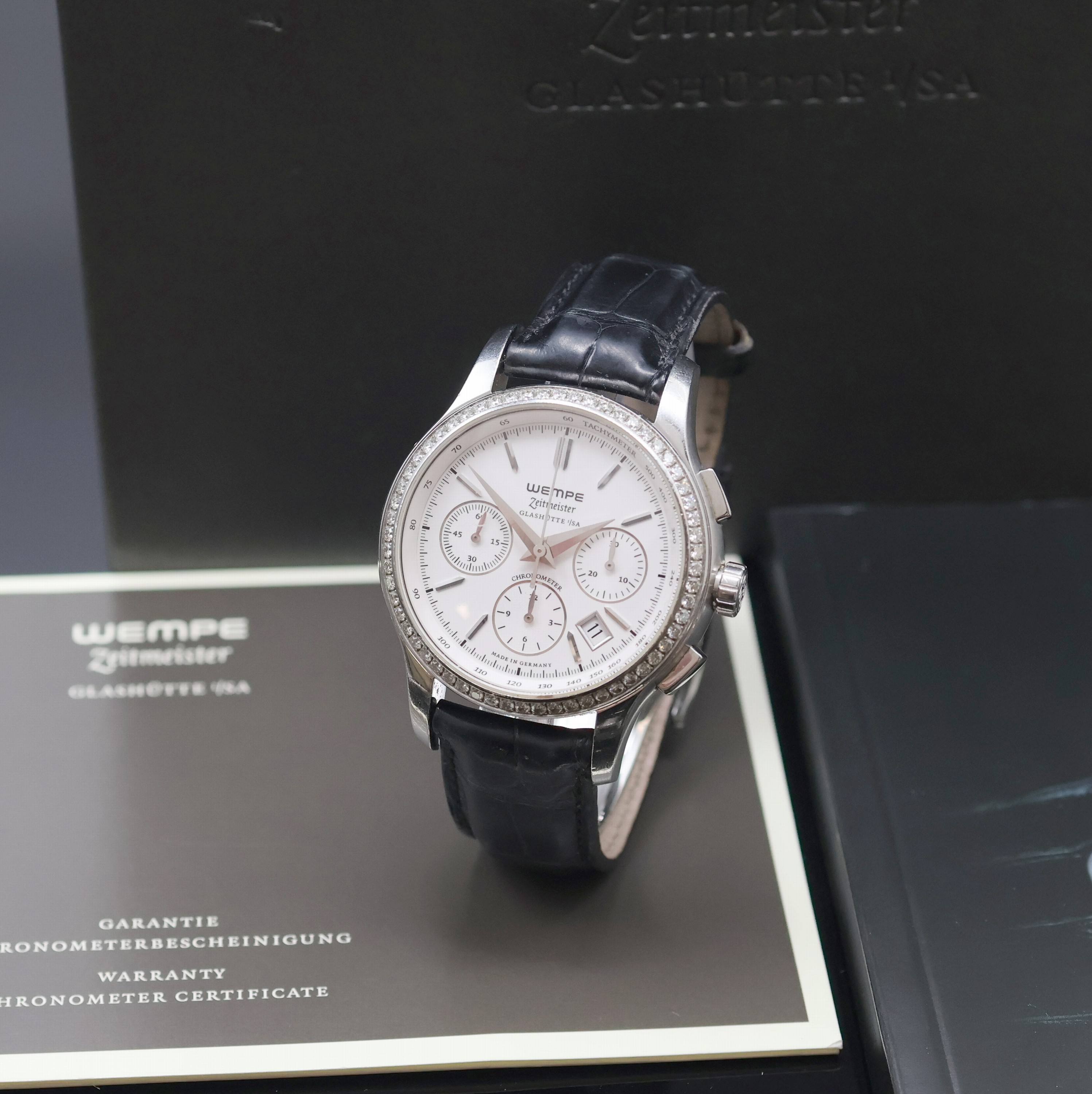 Image 26965614 - WEMPE Armbandchronograph Serie Zeitmeister, Automatik, Edelstahlgeh. inkl. Lederband m. ...
