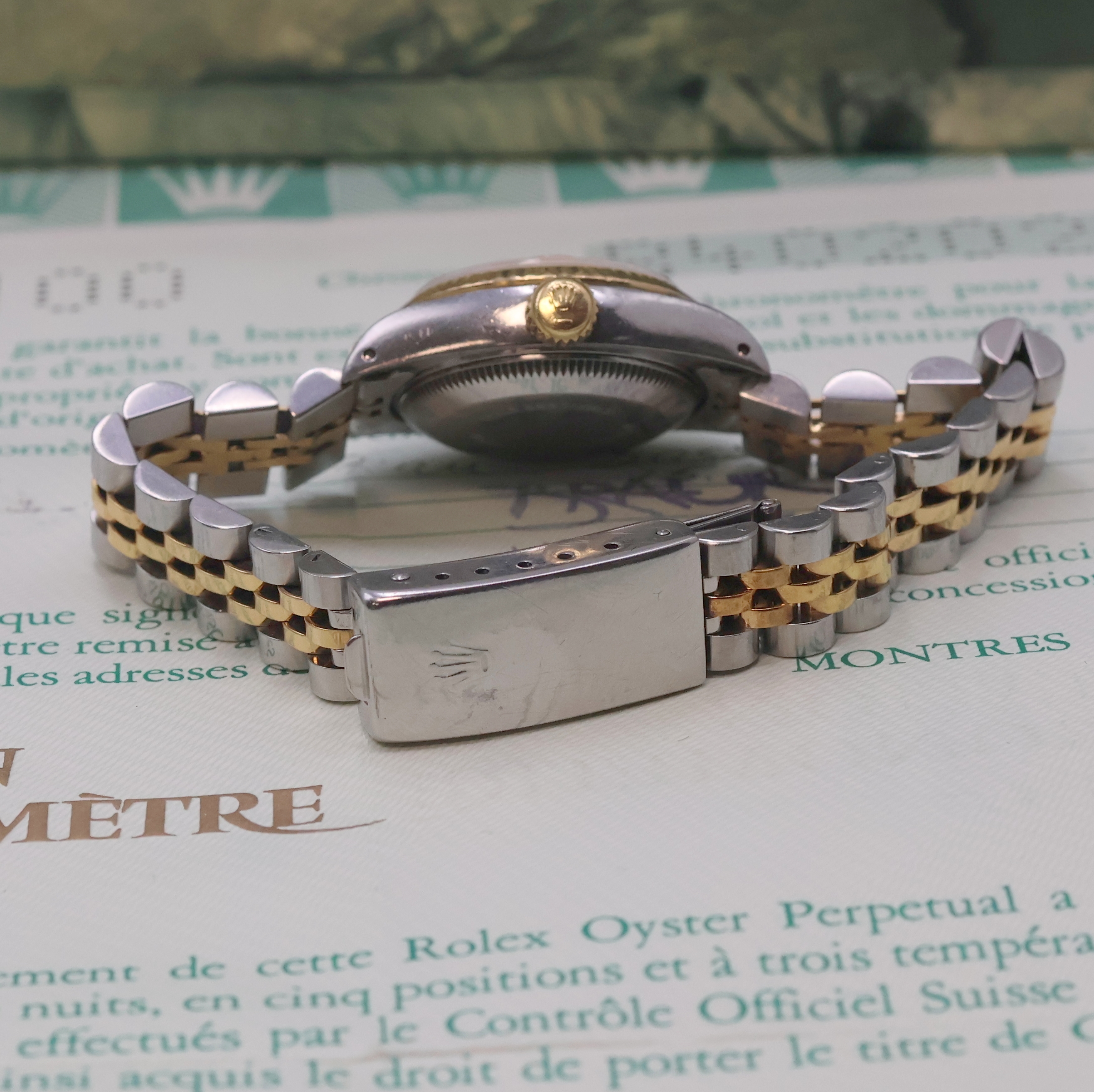 Detail b: ROLEX Damenarmbanduhr Oyster Perpetual Datejust Referenz 69173, Automatik, LC 100, R-Serie, Chronometer der Superlative in Edelstahl/Gold kombiniert ...