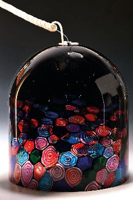 Image 26965619 - Deckenlampe, Noti Massari für Leucos, 1980er Jahre, mundgeblasenes Schwarzglas mit ...