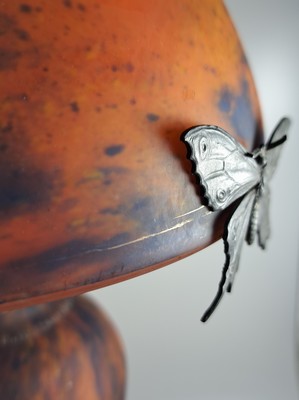 26965620h - Tischlampe, Le verre francais, 1930er Jahre, pate-de-verre mit orangeroten und blauen ...