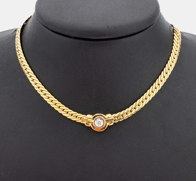 Image 26965655 - 14 kt Gold Brillant-Collier, GG 585/000, Mittelteil mit Brillant ca. 0.15 ct feines ...