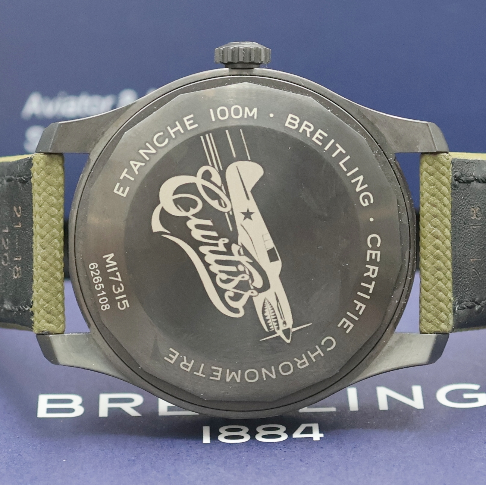 Detail d: BREITLING Aviator 8 Black Steel Curtiss Warhawk Armbandchronometer Referenz M17315, Automatik, Schweiz um 2020, geschw. Edelstahlgeh. inkl. orig. ...