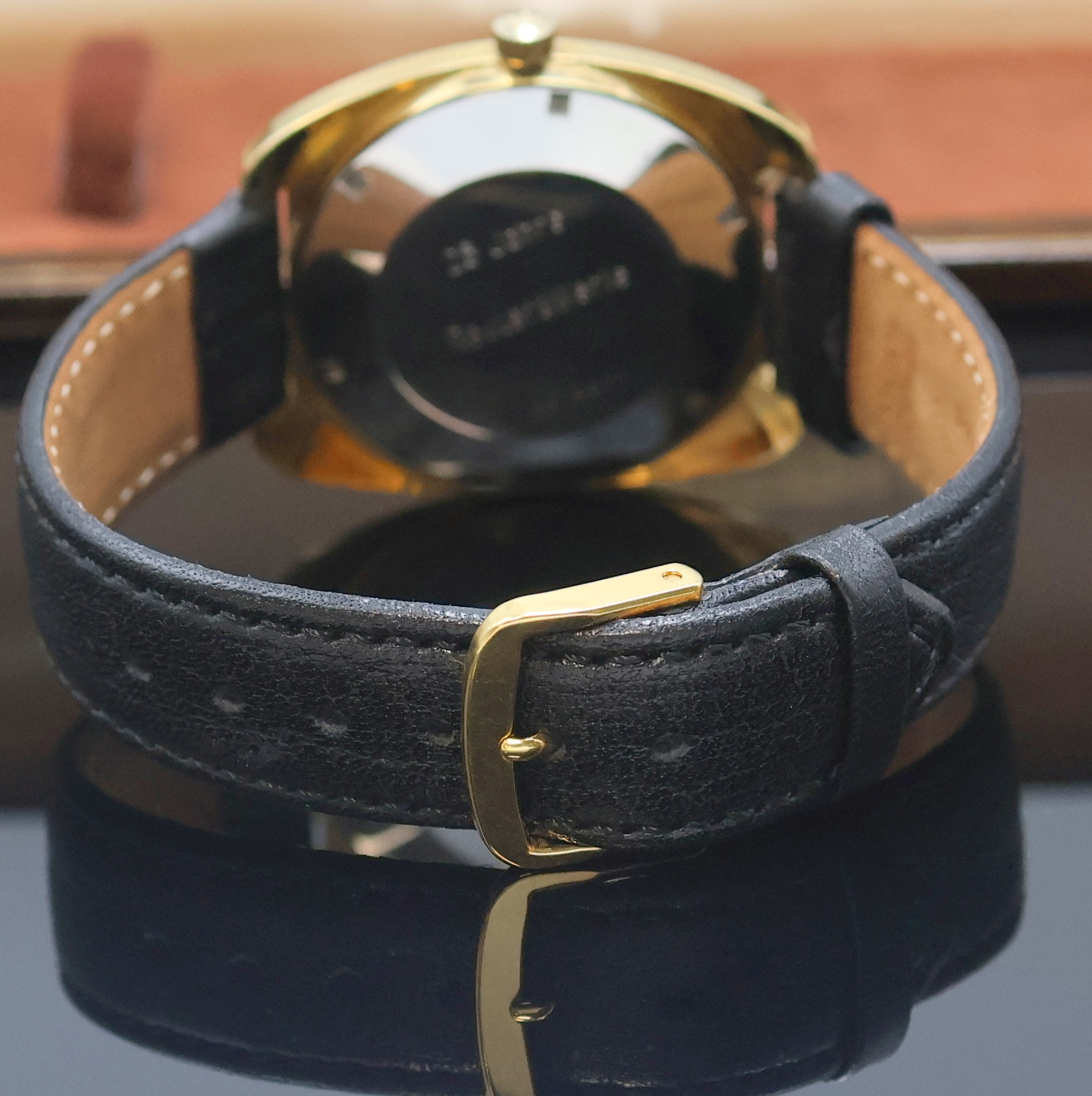 Detail b: ETERNA-MATIC Referenz 448T nahezu neuwertige vergoldete Armbanduhr im original Etui, Schweiz um 1970, Automatik, 2-tlg. Geh., Stahlboden m. ...