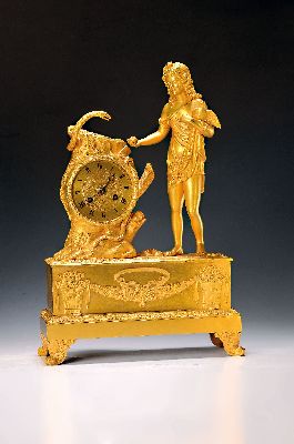 Image 26965742 - Pendule, Frankreich um 1810/20, verziertes voll vergoldetes Bronzegehäuse, Sockel ...