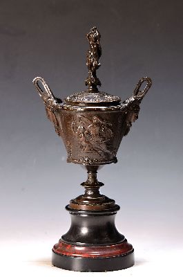 26965757a - Paar Deckelgefäße, Frankreich, um 1860, Bronze, reliefiert, allegorisches ...
