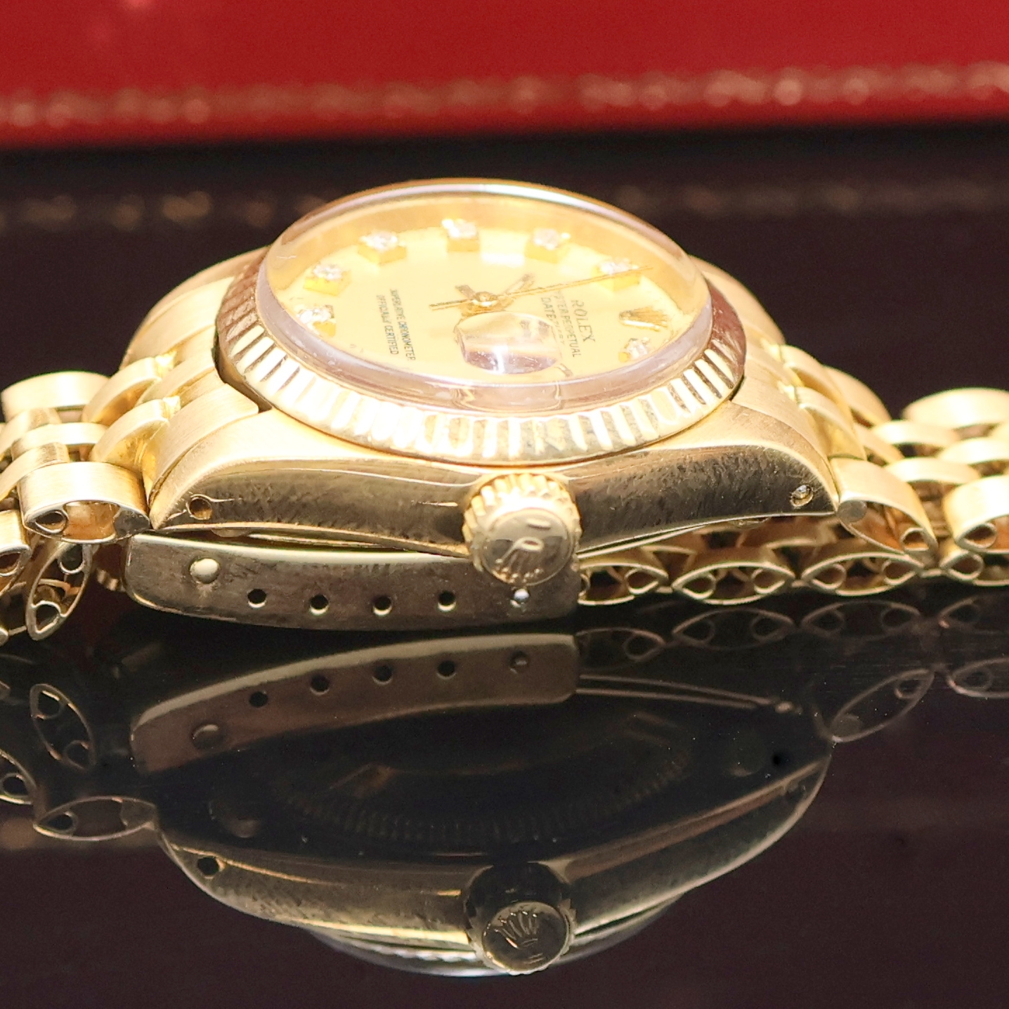 Detail c: ROLEX Oyster Perpetual Datejust Damenarmbanduhr Referenz 6917, Schweiz um 1980, Automatik, Chronometer der Superlative in GG 750/000 inkl. ...