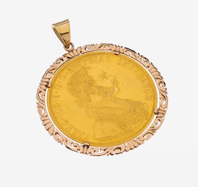 Image 26966539 - 14 kt Gold Münz-Anhänger, GG/RG 585/000, lose gefasste Münze 4 Dukaten ...