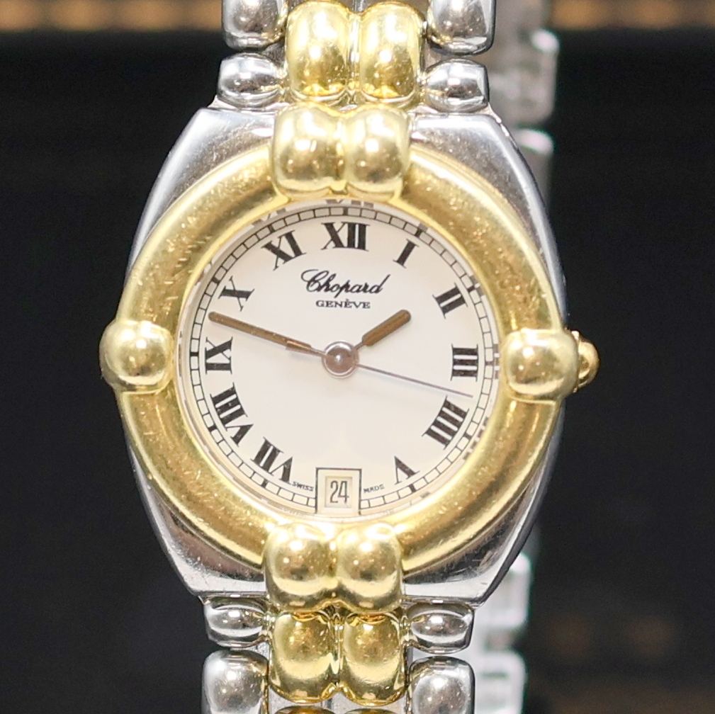 Detail a: CHOPARD Damenarmbanduhr Modellserie Gstaad Referenz 8112, Schweiz um 2000, quarz, Edelstahl/Gold komb. inkl. orig. Gliederband m. dopp. Faltschl., ...