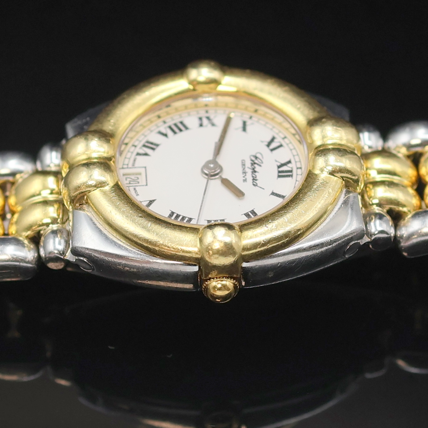 Detail c: CHOPARD Damenarmbanduhr Modellserie Gstaad Referenz 8112, Schweiz um 2000, quarz, Edelstahl/Gold komb. inkl. orig. Gliederband m. dopp. Faltschl., ...
