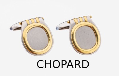 Image 26966653 - Paar 18 kt Gold CHOPARD Manschettenknöpfe, GG/WG 750/000, ovale Gravurplatte frei, ...
