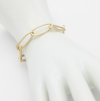 26966679a - Gliederarmband, GG 585/000, z.T. matt., integrierte Schließe, L. ca. 19 cm