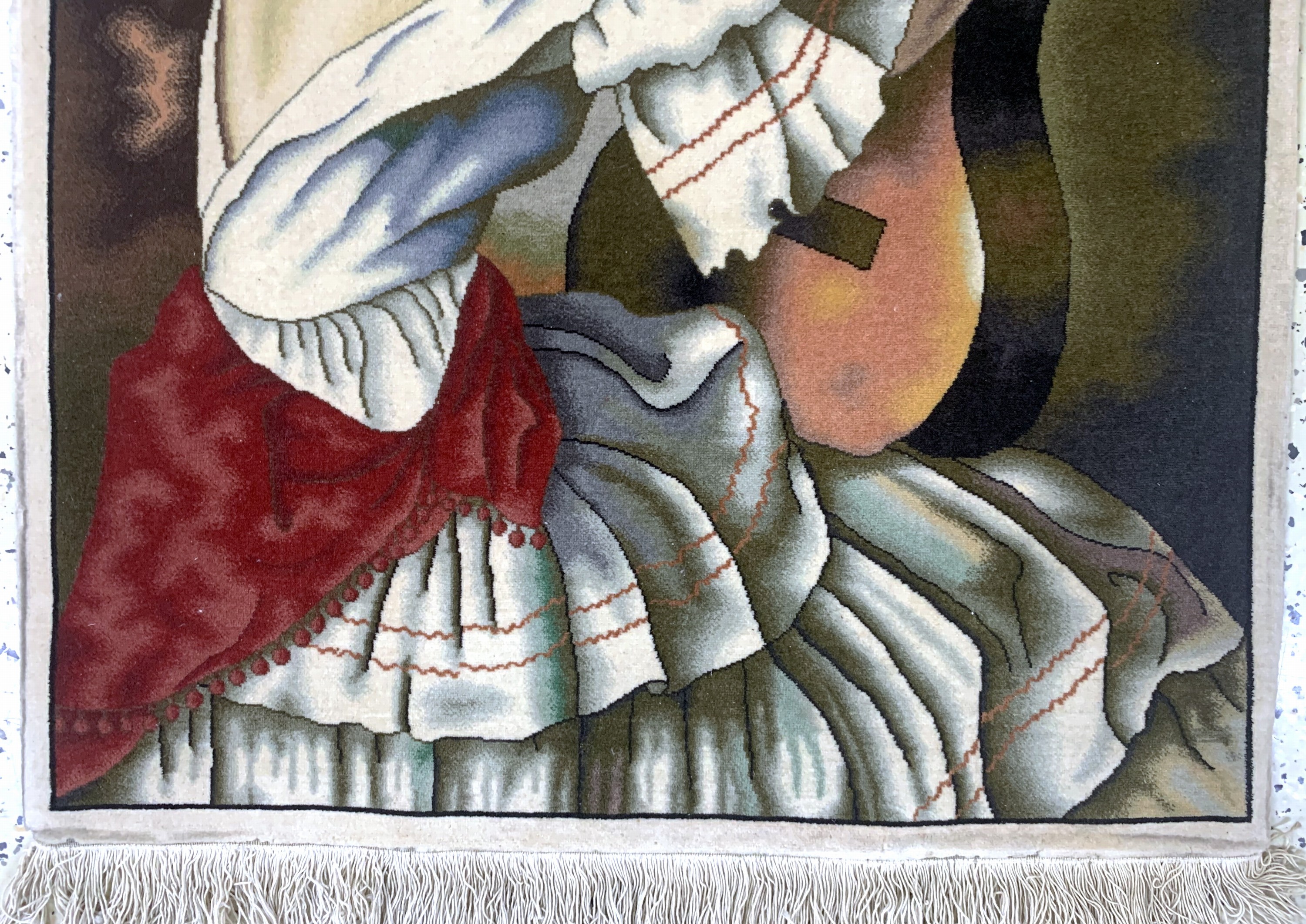 Detail b: Täbriz fein(50 Raj), Persien, Ende 20.Jhd, Korkwolle auf Baumwolle, ca. 104 x 77 cm, EHZ:2, (Mottenfrass am Rand)