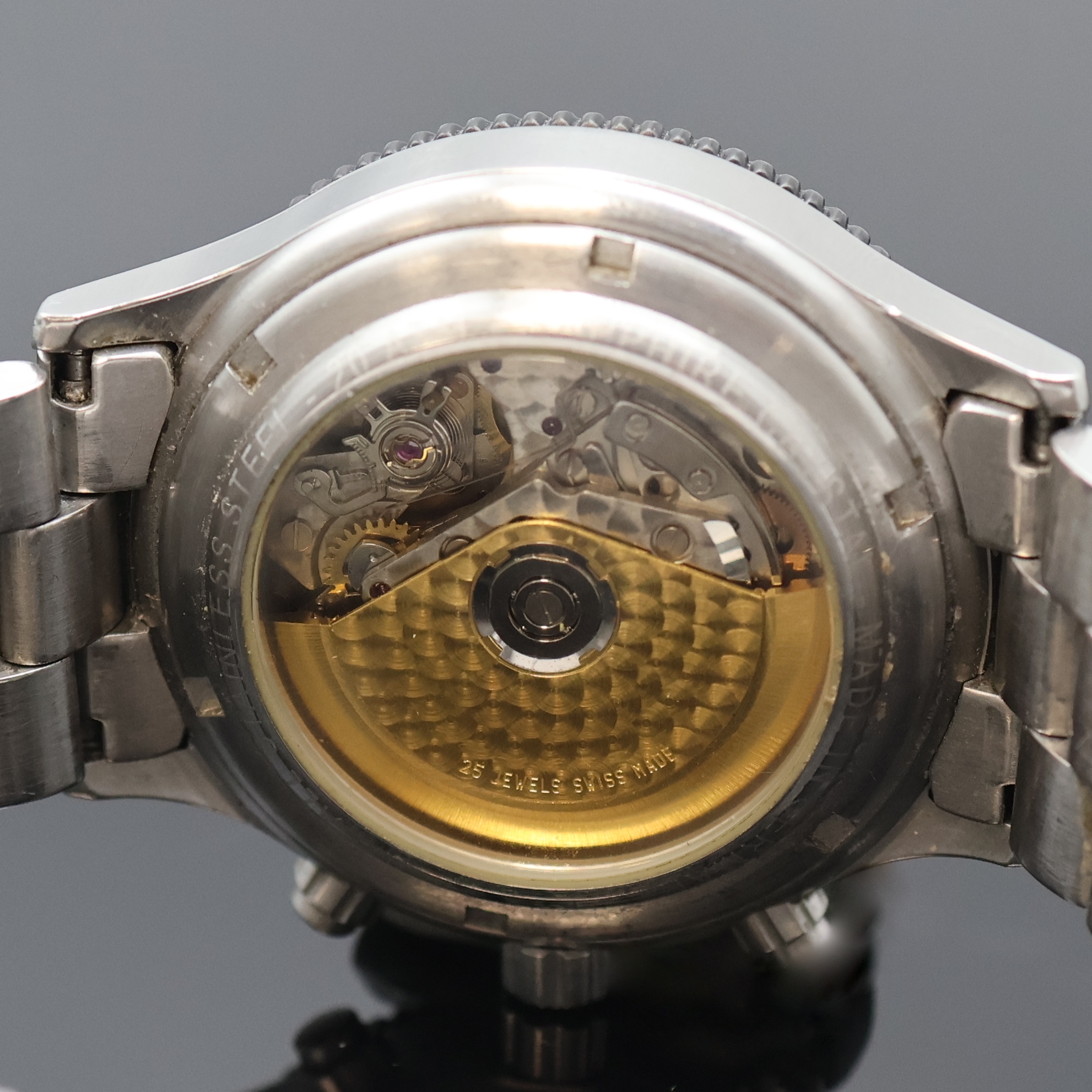 Detail e: LACO by LACHER Armbandchronograph Limited Edition 200, Deutschland um 2000, Automatik, Edelstahlgeh. inkl. Gliederband m. dopp. Faltschl., beids. ...
