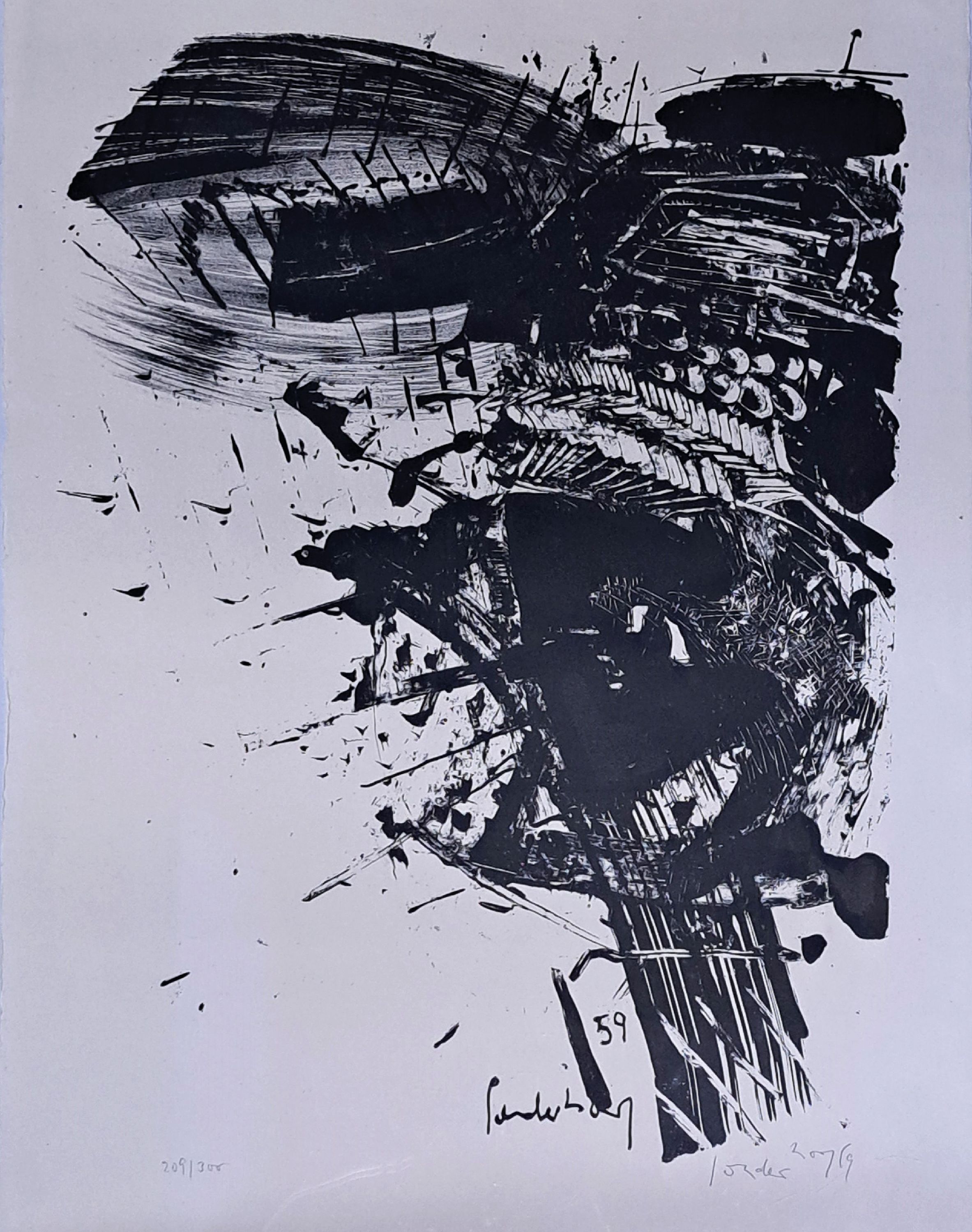 Kurt Rudolf H. Sonderborg, 1923-2008, Ohne Titel, Lithographie von 1959, handsign. und num. 209/300, ca. 75x55cm, u.Gl., R.