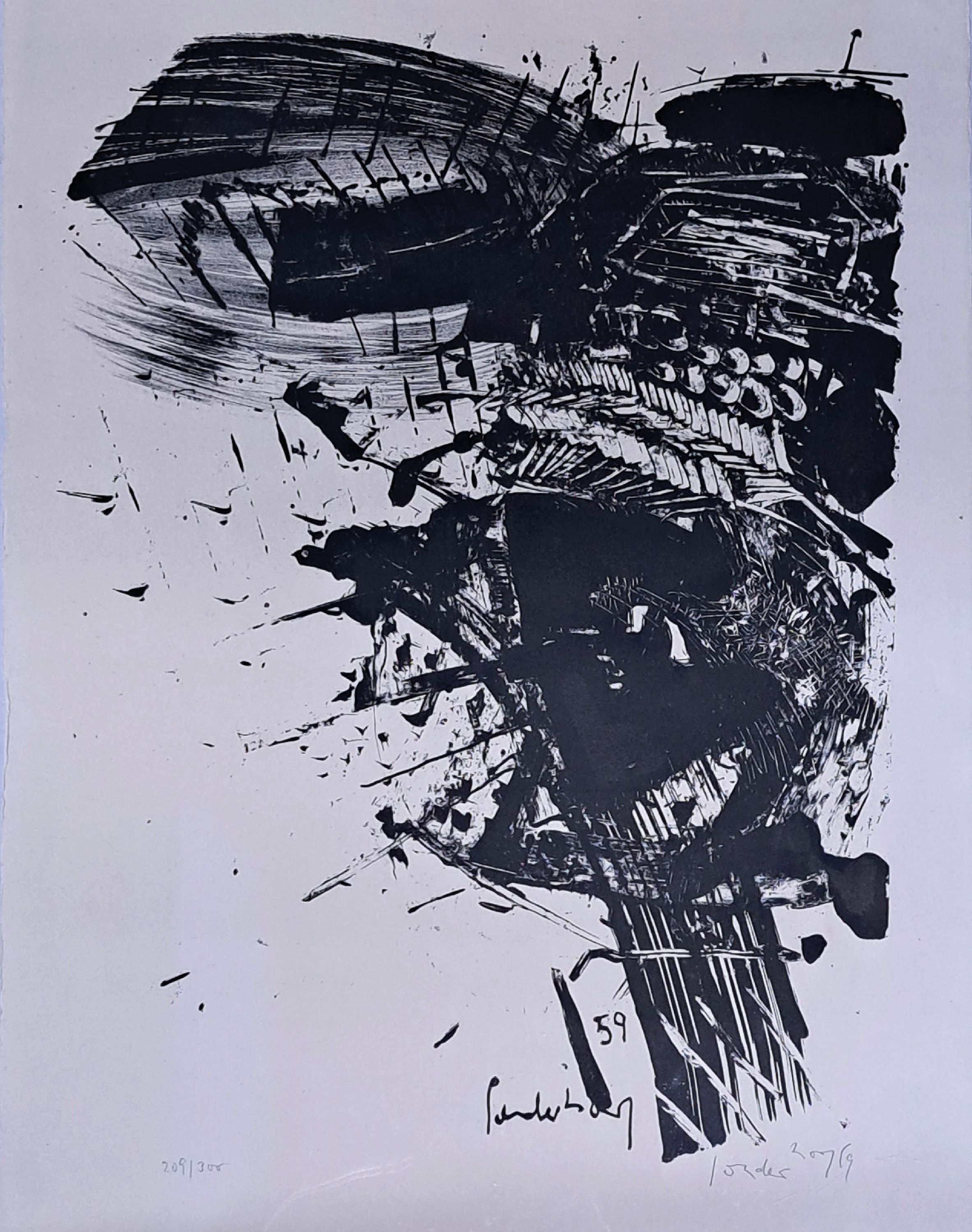 Detail k: Kurt Rudolf H. Sonderborg, 1923-2008, Ohne Titel, Lithographie von 1959, handsign. und num. 209/300, ca. 75x55cm, u.Gl., R.