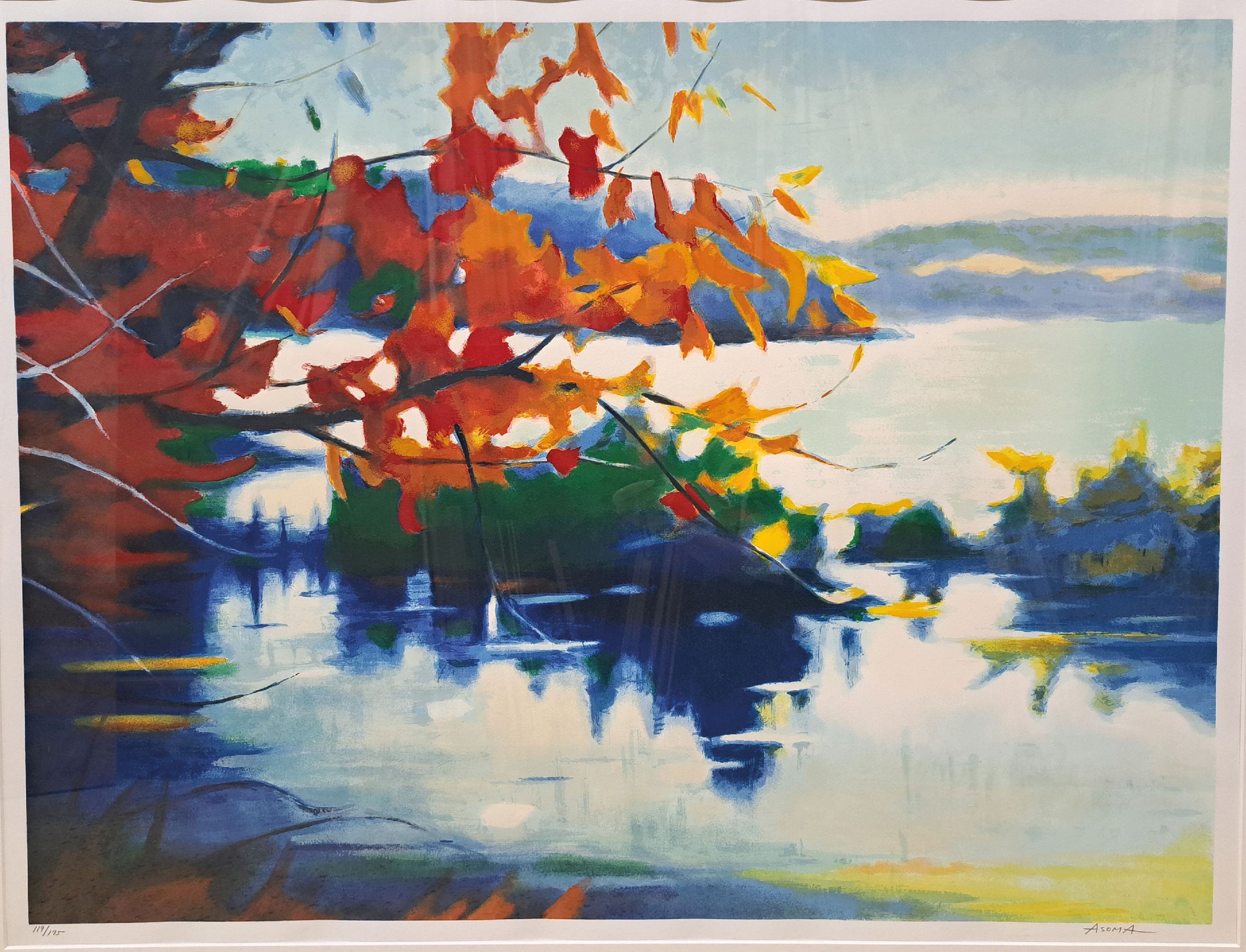 Detail k: Tadashi Asoma, 1923-2017, japanischer Künstler, Traces of Autumn, Farblithographie von 1996, rechts unten handsigniert, num. 119/175, ca. 78x103cm, ...