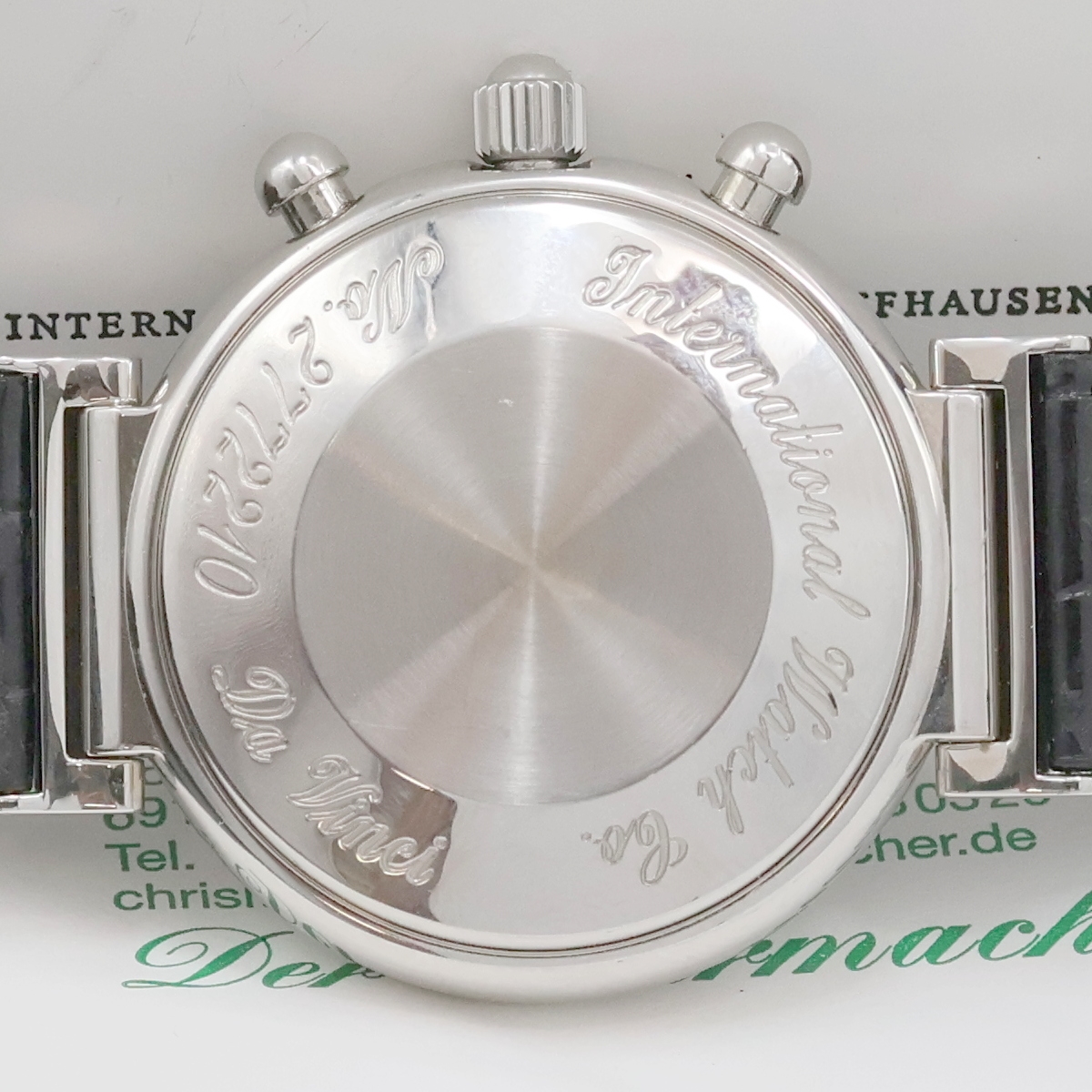 Detail f: IWC astronomischer Armbandchronograph Da Vinci mit ewiger Kalender Referenz IW3750, Schweiz um 2000, Automatik, Edelstahlgeh. inkl. orig. Lederband ...