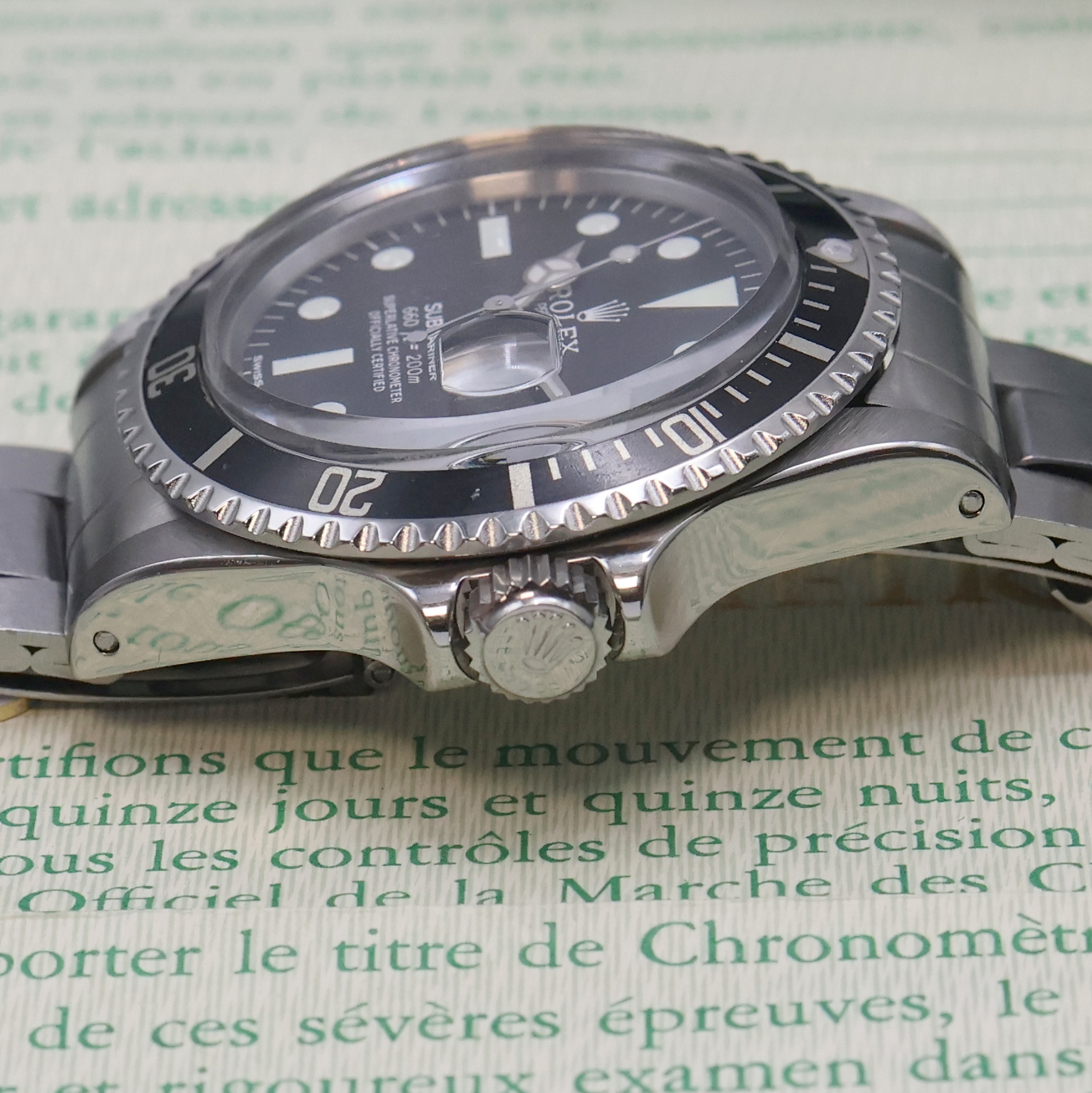 Detail c: ROLEX Oyster Perpetual Submariner Herrenarmbanduhr Referenz 1680, Schweiz verk. lt. beil. Garantie 07/1974, Automatik, Chronometer der Superlative in ...