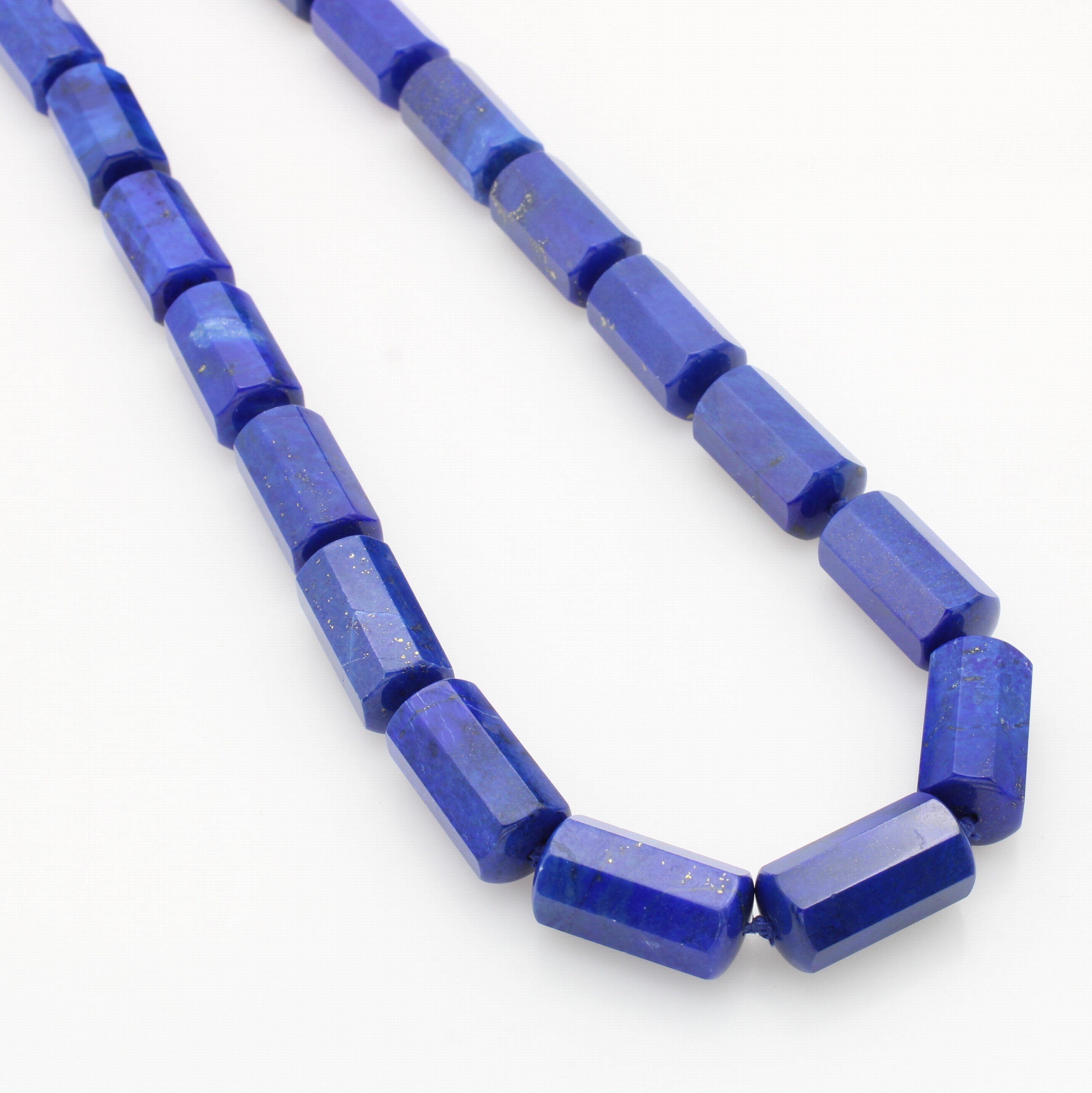 Image 26966892 - Lapislazulikette, Karabinerschl. verg., Lapislazuliwalzen ca. 20x10 mm, L. ca. 47 cm ...