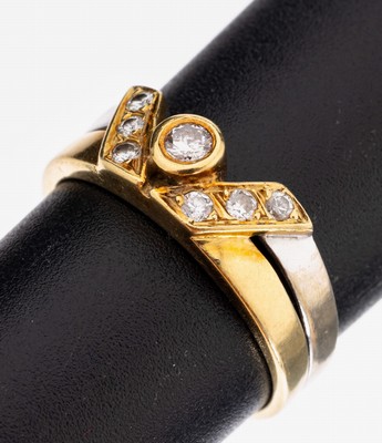 Image 26966844 - 18 kt Gold Brillant-Ring, GG/WG 750/000, 7 Brillanten zus. ca. 0.18 ct Weiß/si, ...