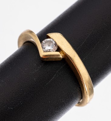 Image 26966858 - 18 kt Gold Brillant-Ring, GG 750/000, Brillant ca. 0.15 ct (grav.) Weiß/si, RW ...