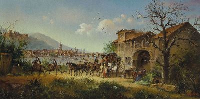 Image Heinz Scholtz, geb. 1925 Berlin, "Reisegesellschaft am Neckar", Blick ...