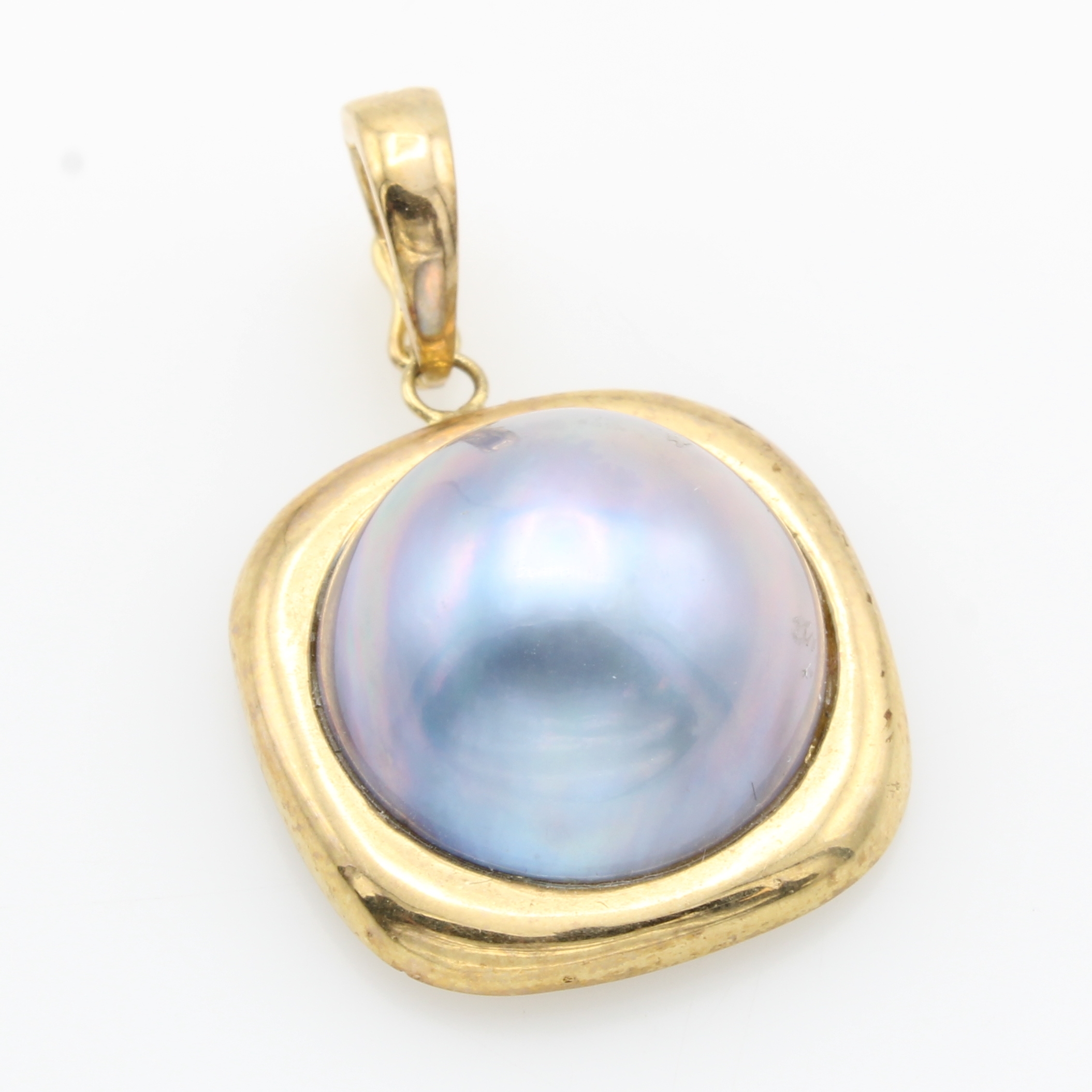 Image 26966920 - Clipanhänger mit Mabeperle, GG 585/000, graue Perle in quadratischer Fassung ca. 15 mm ...