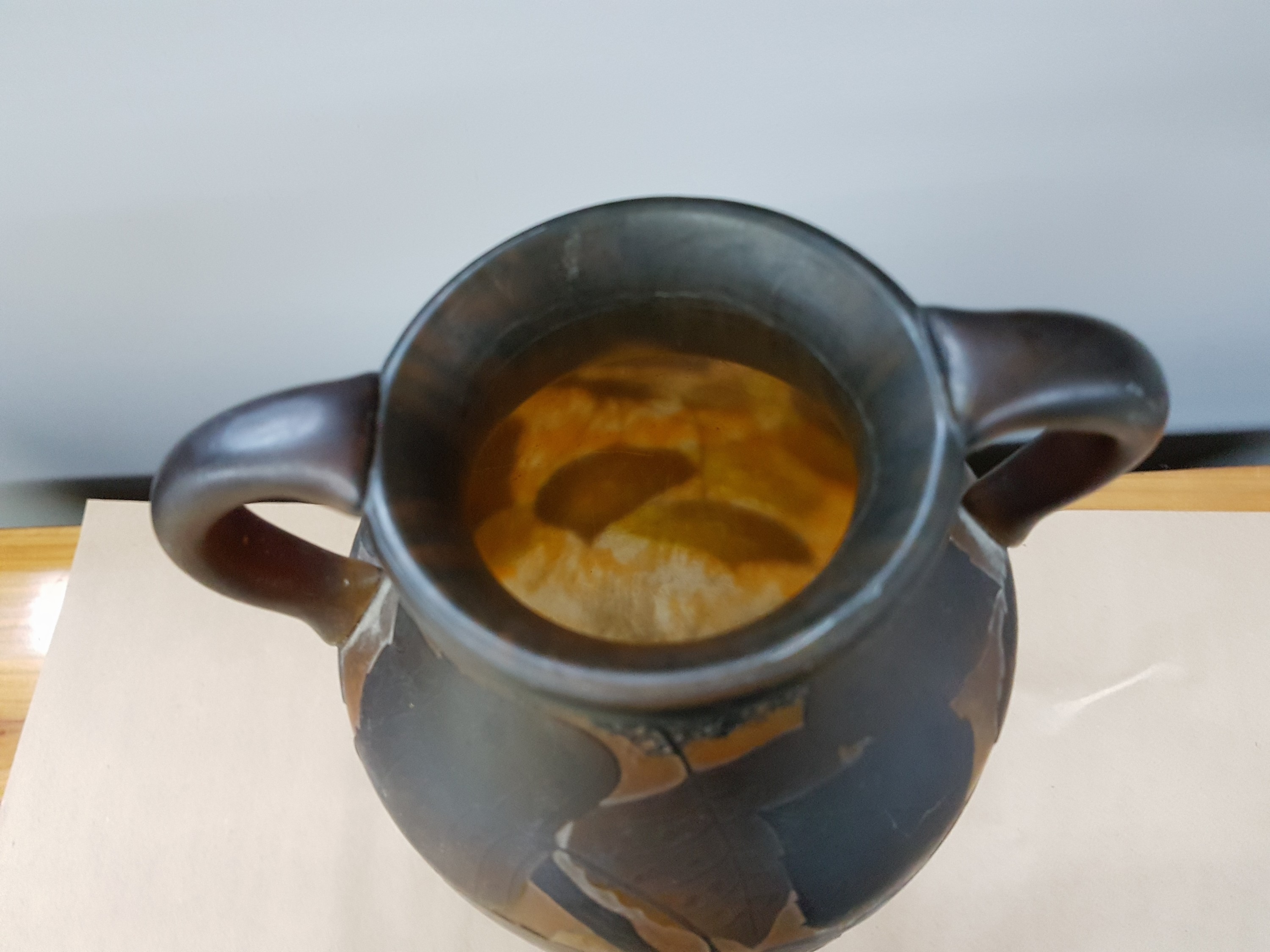Detail h: Sehr große Doppelhenkelvase, "Peuplier", Daum Fréres, Nancy, um 1910, amphorenförmige Vase mit zwei aufgesetzten Henkeln, leicht ...