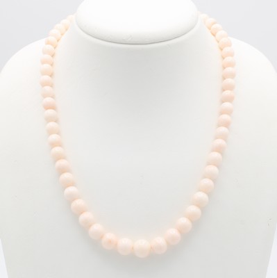 26966905a - Korallenkette, Schließe 925er Silber, Korallkugeln im Verlauf v. 7-10 mm, Natur-Misu, ...