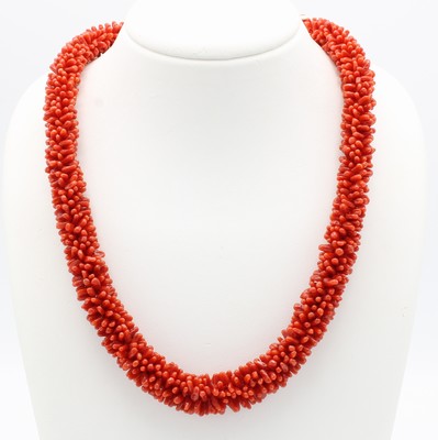 26966916a - Astkorallenkette, Schmuckschließe 925er Silber, tropfenf. Korallen in Sardegna-Rot, ...