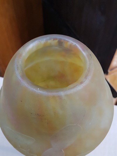 26966956e - Große Jugendstilvase, Daum Nancy, um 1903, Dekor Silberblatt (Lunaria), Schichtglas mit ...