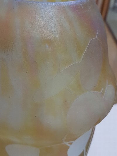 26966956f - Große Jugendstilvase, Daum Nancy, um 1903, Dekor Silberblatt (Lunaria), Schichtglas mit ...