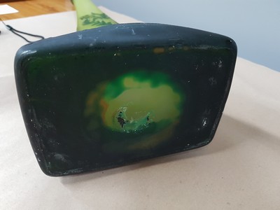 26966959o - Sehr große Stangenvase, Daum Nancy, um 1910-20, farbloses Schichtglas, gelb ...