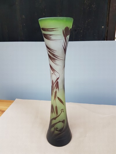 26966960c - Große Vase, Emile Gallé, um 1900-10, Dekor von filigranen Gräsern und ...