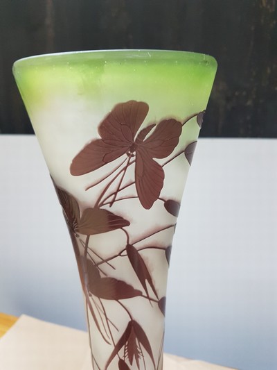 26966960g - Große Vase, Emile Gallé, um 1900-10, Dekor von filigranen Gräsern und ...