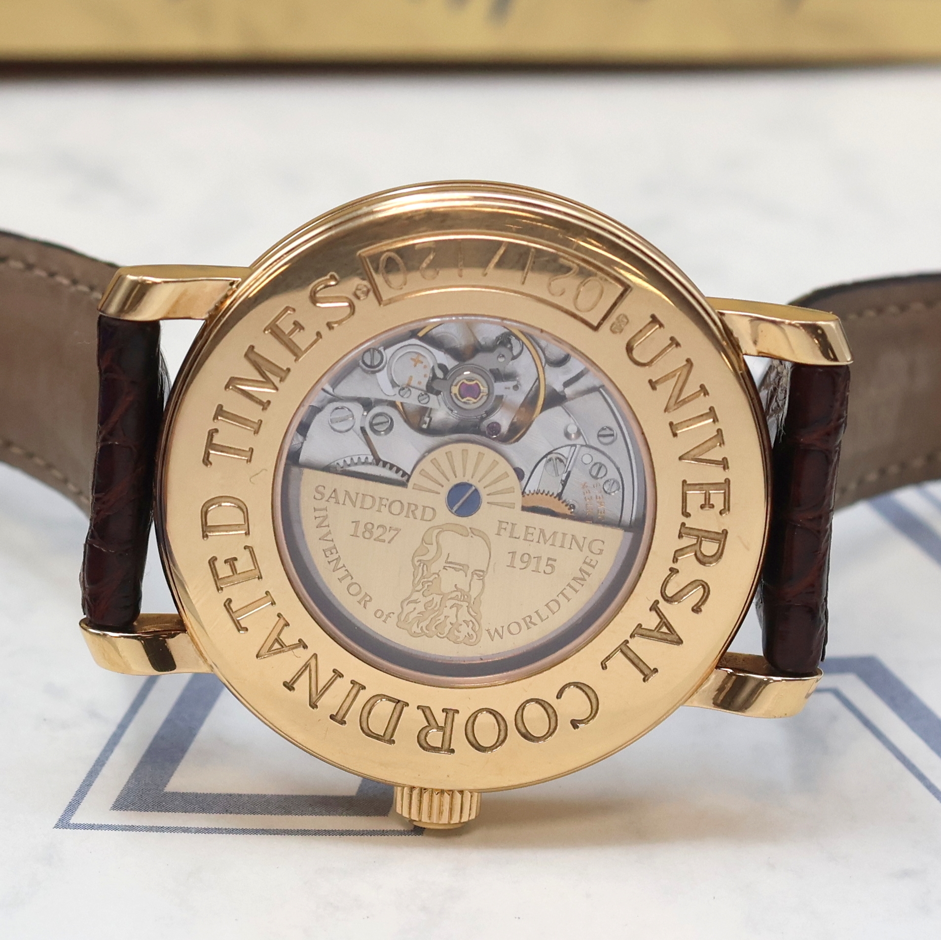 Detail g: ANDERSEN GENEVE 1884 seltene, auf 120 Stück limitierte Weltzeit-Armbanduhr in RG 750/000, Automatik, hergestellt als Hommage an Sir Stanford Fleming ...