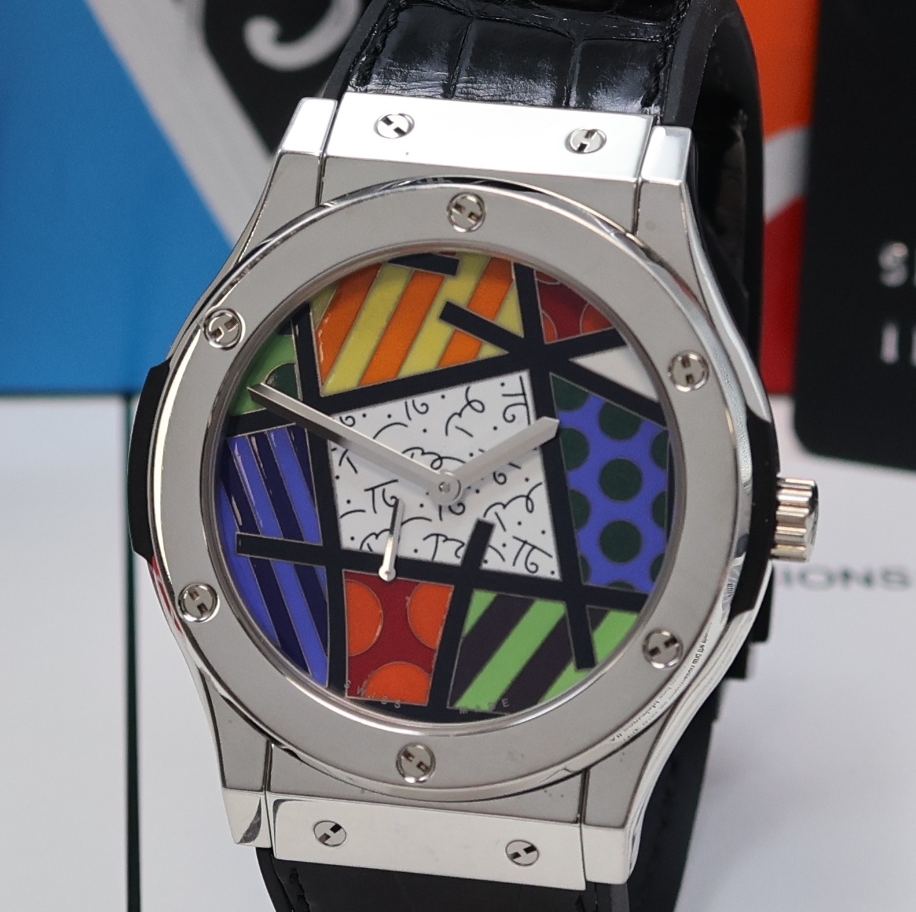 Detail a: HUBLOT extrem seltene, auf 30 Stück limitierte Platin Herrenarmbanduhr Classic Fusion Enamel Britto Referenz 515.TS.0910.LR, Handaufzug, Schweiz um ...